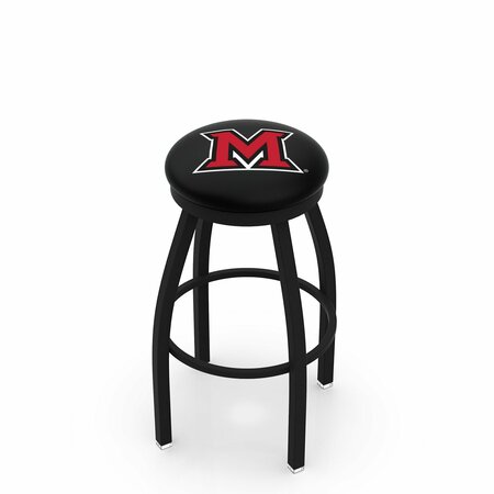 HOLLAND BAR STOOL CO 36" Blk Wrinkle Miami (OH) Swivel Bar Stool, Accent Ring L8B2B36Mia-OH